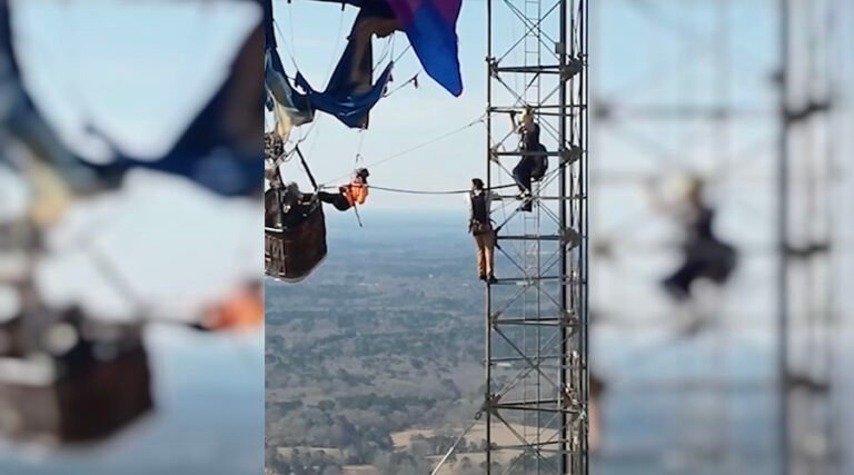 You have to see this! Dramatic video shows two people rescued from tangled hot air balloon over 900 feet in the air