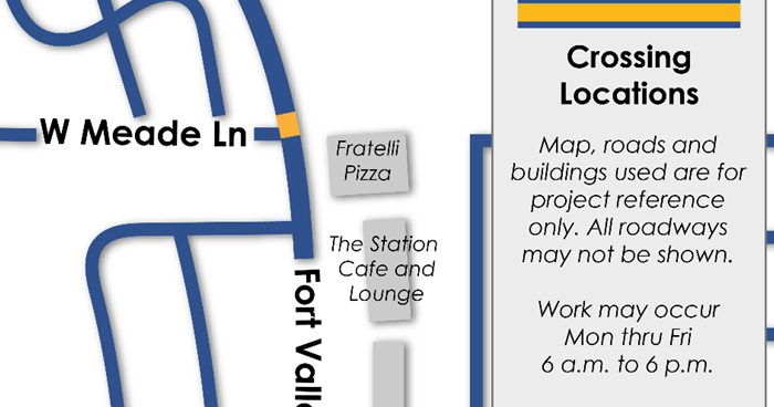 Pedestrian crossing improvements beginning Aug. 17 along Fort Valley Road